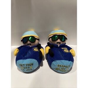 South Park Slippers Officer Cartman Respect My Authority Get To Jail M 9-10 RARE